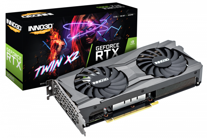 

Видеокарта PCI-E Inno3D GeForce RTX 3060 TWIN X2 (N30602-12D6-119032AH) 12GB GDDR6 192bit 8nm 1320/15000MHz HDMI/3*DP RTL, GeForce RTX 3060 TWIN X2 (N30602-12D6-119032AH)