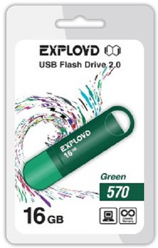 

Накопитель USB 2.0 16GB Exployd 570 зелёный, 570