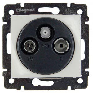 

Розетка Legrand 774436 Valena телевизионная TV-FM-SAT, оконечная, в рамку,10дБ, IP20 (белая), 774436