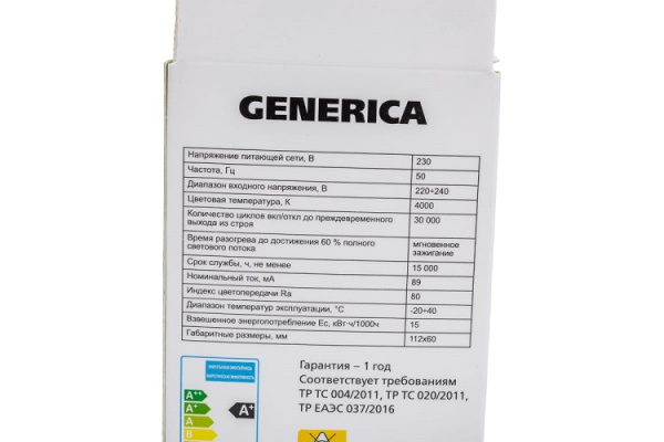 фото Лампа светодиодная GENERICA LL-A60-15-230-40-E27-G в Ростове-на-Дону