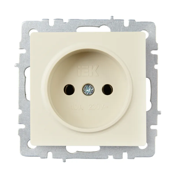 

Розетка IEK BR-R10-10-K10 BRITE РС10-1-0-БрКр 10А без заземл. без защ. шторок бежевая, BR-R10-10-K10