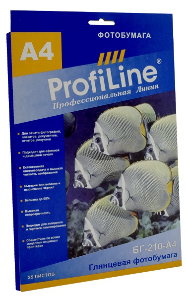 

Фотобумага ProfiLine PL_GP_210_A4_25 глянцевая, 210 г/м2, А4, 25 л, 2880 dpi, PL_GP_210_A4_25