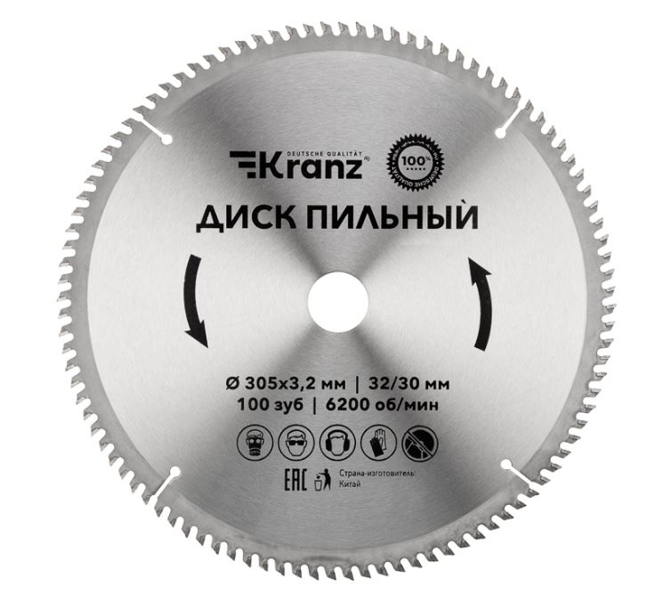 

Диск KRANZ KR-92-0136 пильный 305 мм х 100 зуб х 32/30 мм, KR-92-0136