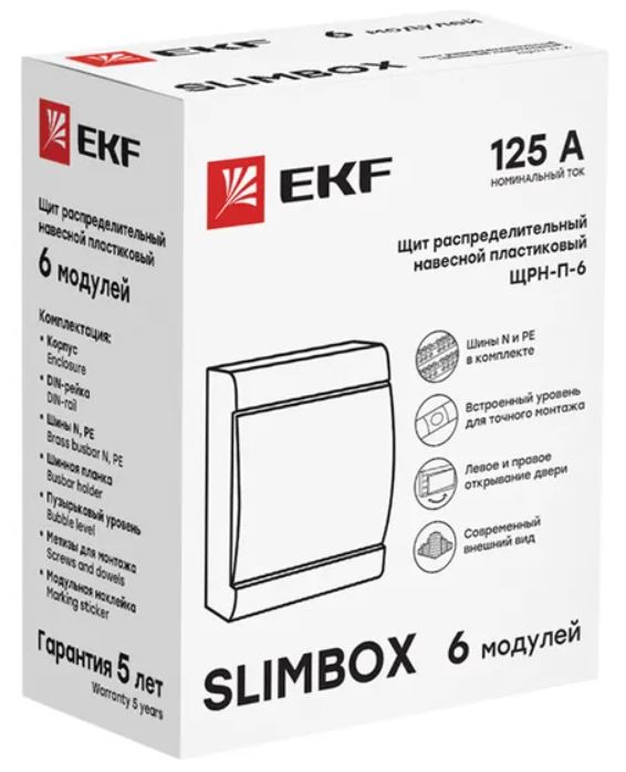 

Щит распределительный навесной EKF sb-n-6 ЩРН-П-6 "SlimBox" IP41, sb-n-6
