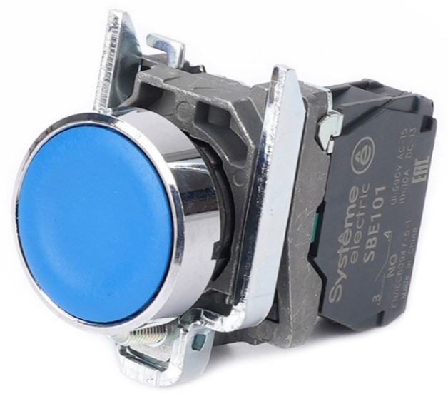 

Кнопка Systeme Electric SB4BA61 SB4 в сборе модульная 22мм синяя с возвратом металл 1НО, SB4BA61