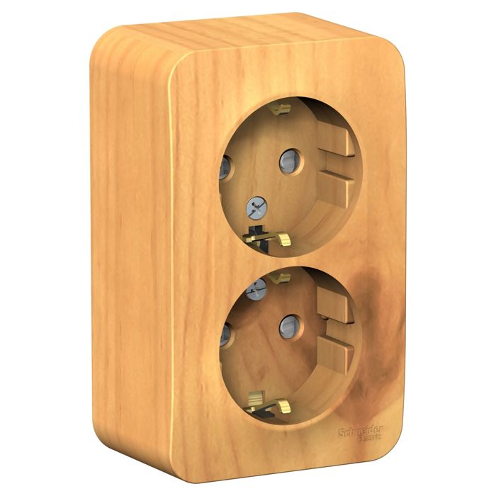

Розетка Schneider Electric BLNRA011215 2-ая с/з со шторками 16А, 250В, изолир. пластина Ясень наруж, BLNRA011215
