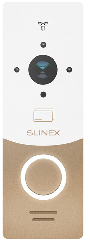 

Вызывная панель Slinex ML-20CR со встр.контроллером и счит.бескон.карт EM-Marin/CMOS/1,0 Мп/120°/0,01Люкс/ИК до 15м, Gold/White, ML-20CR