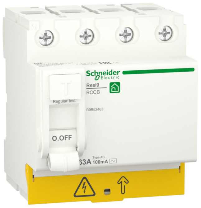 

Выключатель Schneider Electric RESI9 R9R52463 дифференциального тока (УЗО) 63А 4P 100мА тип AC, RESI9
