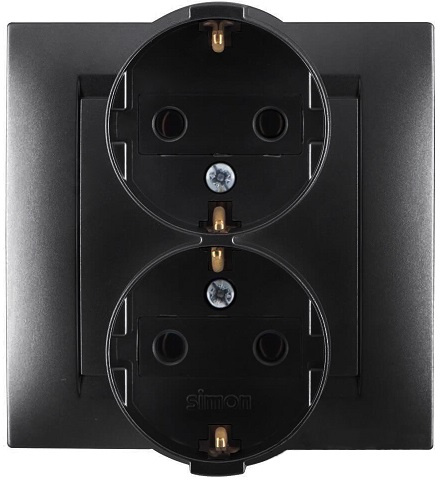 Изображение товара Розетка Simon 1590459-038 внутренняя с двумя разъемами IP20 стильная качественная