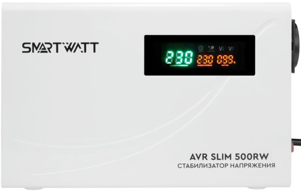 Изображение товара Стабилизатор напряжения SmartWatt AVR SLIM 500RW настенный защита техники