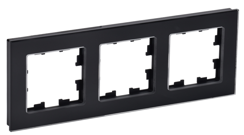 

Рамка тройная IEK BR-M32-G-K02 BRITE РУ-3-2-БрЧ Стекло Черный, BR-M32-G-K02