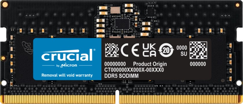 

Модуль памяти SODIMM DDR5 8GB Crucial CT8G48C40S5 PC5-38400 4800МHz CL40 1.1V, CT8G48C40S5