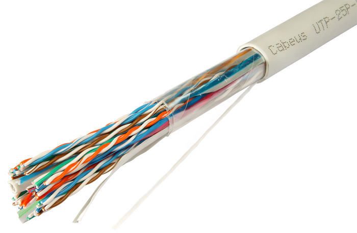 

Кабель витая пара U/UTP 5 кат. 25 пар Cabeus UTP-25P-Cat.5-IN-LSZH 24AWG(0.50 мм), медь, одножильный (solid), внутренний, LSZH, нг(A)-HF, серый, цена, UTP-25P-Cat.5-IN-LSZH