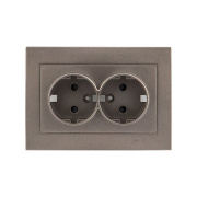 фото Накладка розетки двойной без заземления EKF ESR16-L-128-60