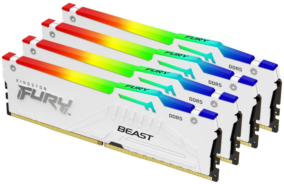 

Модуль памяти DDR5 128GB (4*32GB) Kingston FURY KF556C40BWAK4-128 Beast White RGB XMP 5600MHz 2RX8 CL40 1.25V 288-pin 16Gbit, KF556C40BWAK4-128
