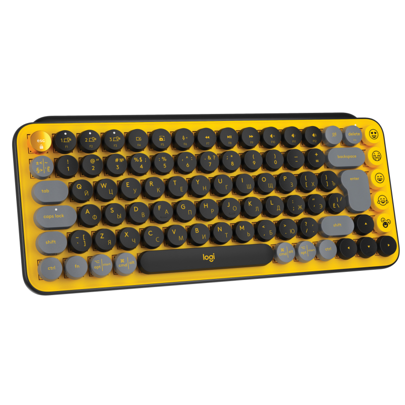 

Клавиатура Logitech POP Keys 920-010716 USB, 85 клавиш, жёлто-чёрная, POP Keys