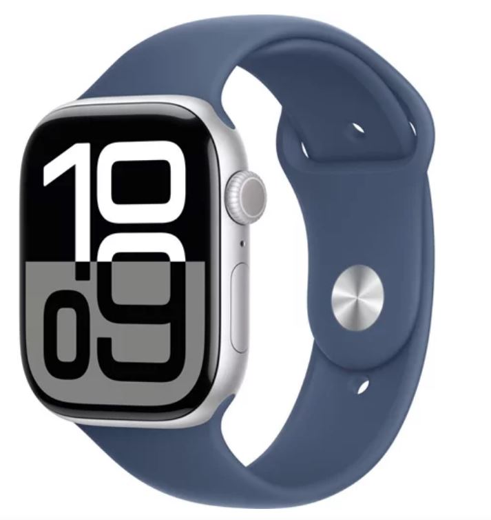 

Часы Apple Watch Series 10 GPS + Cellular 42mm MWX43 Silver Aluminium Case with Denim Sport Band - M/L, Watch Series 10 GPS + Cellular 42mm