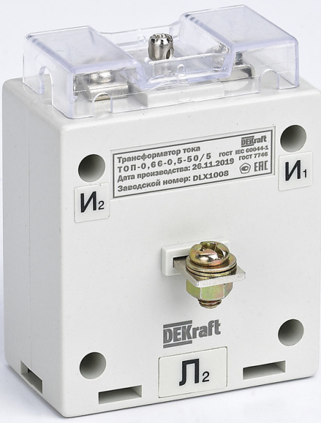 Изображение товара Трансформатор тока DEKraft 50175DEK шинный 75 А 0.5