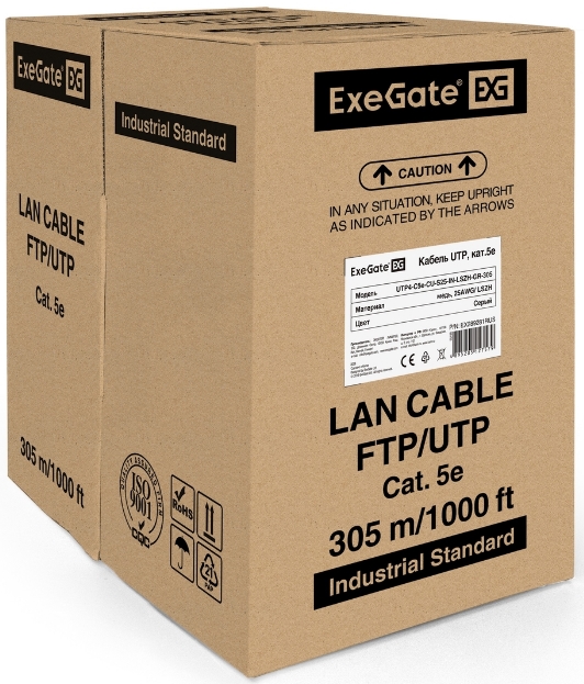 

Кабель витая пара U/UTP 5e кат. 4 пары Exegate UTP4-C5e-CU-S25-IN-LSZH-GR-305 EX289281RUS медь, 25AWG, LSZH, бухта 305м, серый, UTP4-C5e-CU-S25-IN-LSZH-GR-305