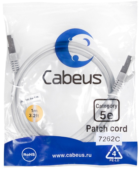 фото Кабель патч-корд F/UTP 5e кат. 1м Cabeus PC-FTP-RJ45-Cat.5e-1m в Санкт-Петербургe