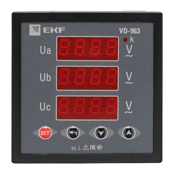 

Вольтметр EKF vd-963 цифровой на панель (96х96) трехфазный PROxima, vd-963