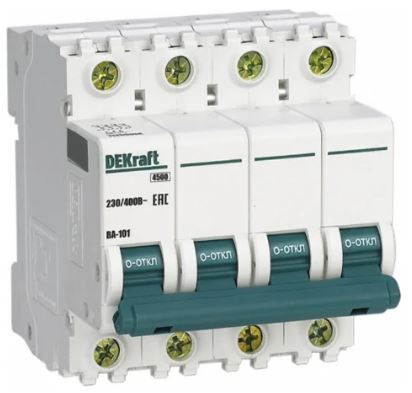 Изображение товара Автоматический выключатель DEKraft 11038DEK IP20 2А 400В 4Pol серия ВА-101