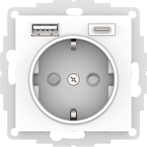 

Розетка с заземлением с 2 USB Systeme Electric ATN001332 AtlasDesign A+C, 5В/2,4А/3,0А, 2х5В/1,5А, механизм, лотос, ATN001332