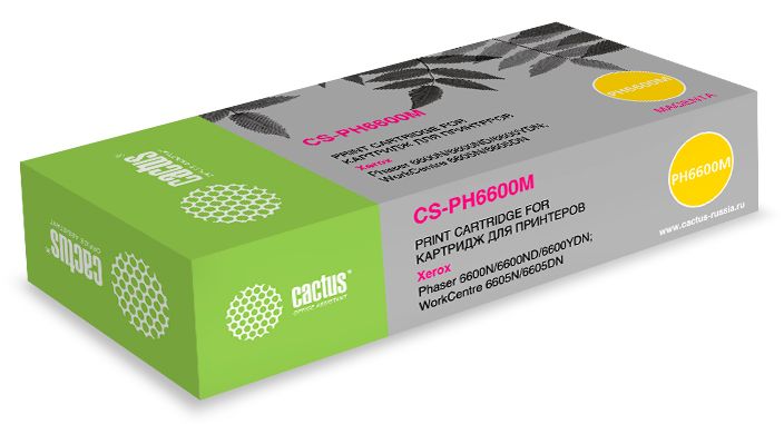 

Картридж Cactus CS-PH6600М пурпурный (6000стр.) для Xerox Phaser 6600 /WorkCentre 6605, CS-PH6600М
