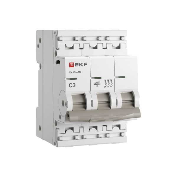 

Автоматический выключатель EKF M636303C 3P 3А (C) 6кА ВА 47-63N PROxima, M636303C