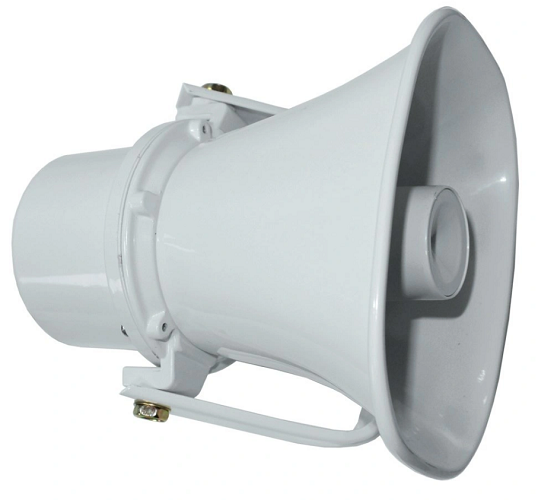 

Громкоговоритель рупорный Тромбон ТН-25 всепогодный, с кронштейном, ABS-пластик, 25Вт, 400Гц-10кГц, 112дБ, IP-65, ТН-25