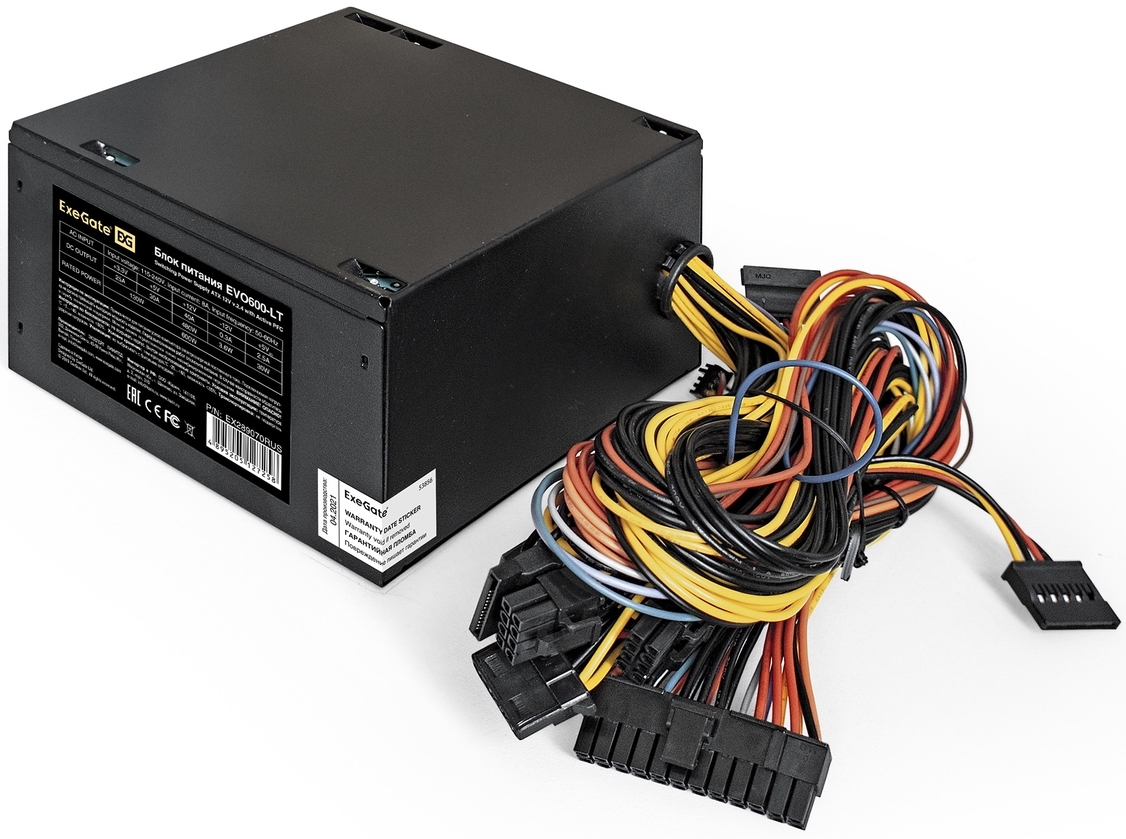 

Блок питания ATX Exegate EVO600-LT EX289070RUS 600W, APFC, 140mm RGB fan, EVO600-LT