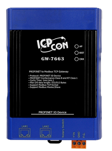 

Преобразователь ICP DAS GW-7663 CR PROFINET to Modbus TCP Gateway (RoHS), GW-7663 CR