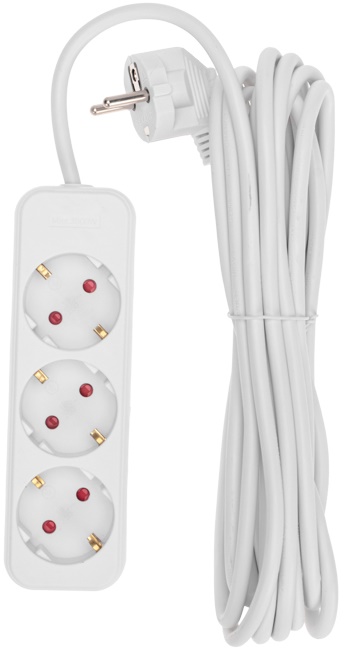 

Удлинитель Rexant 13-4011 STANDARD 3 гнезда, 5м, 3х1,0мм2, с/з, белый, 13-4011