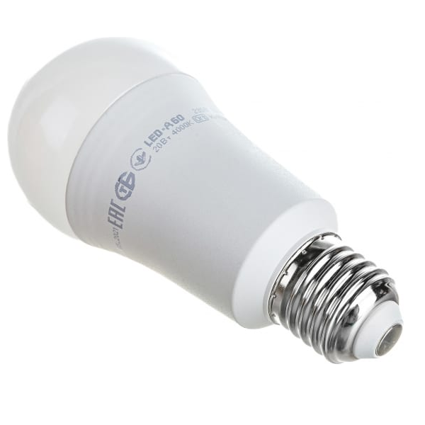 

Лампа светодиодная IEK LLE-A60-20-230-40-E27 Eco 20Вт A60 шар грушевидная 4000К нейтр. бел. E27 230В, LLE-A60-20-230-40-E27