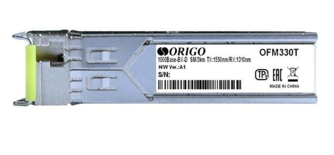 

Трансивер ORIGO OFM330T/10KM/A1A WDM SFP, 1000Base-BX-D, Simplex LC, TX: 1550nm, RX: 1310nm, Single-mode, 10KM, OFM330T/10KM/A1A