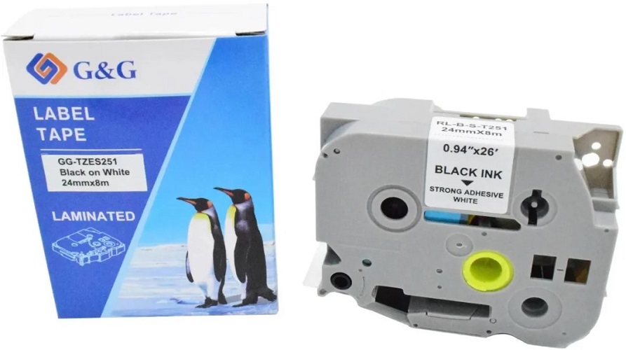 

Картридж ленточный G&G GG-TZES251 черный на белом 24x8 для Brother 1010/1280/1280VP/2700VP, GG-TZES251