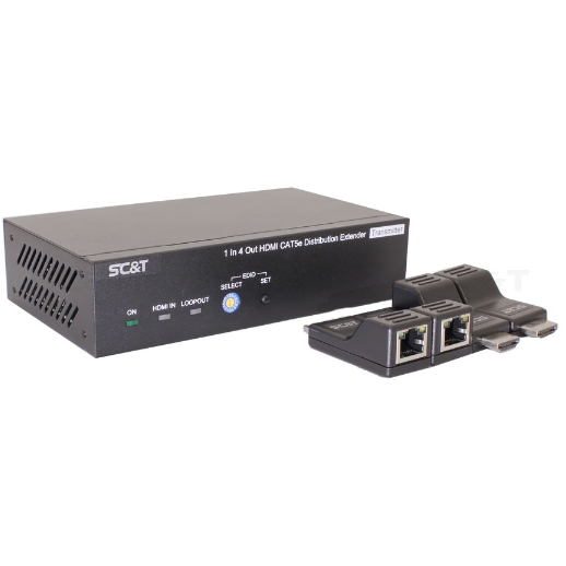 

Распределитель SC&T HE04SEK (удлинитель-распределитель+4 приёмника) HDMI 1.4 (1 вход/4 выхода) с передачей по кабелю витой пары CAT5e на удалённые при, HE04SEK