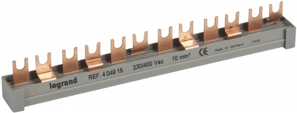 

Гребёнчатая шина Legrand 404915 HX³ T/2П, 63А, 10 мм², 12 модулей, вилочное подключение, 404915