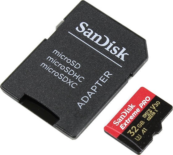 

Карта памяти 32GB SanDisk SDSQXCG-032G-GN6MA Extreme Pro + SD Adapter + Rescue Pro Deluxe 100MB/s A1 C10 V30 UHS-I U3, SDSQXCG-032G-GN6MA