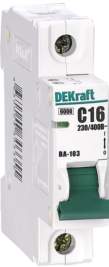 

Автоматический выключатель DEKraft 12122DEK ВА-103 1Р 16А (D) 6кА, 12122DEK