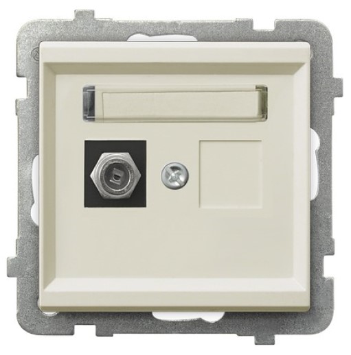 

Розетка Ospel GPA-1RF/m/27 телевизионная типа F, одинарная, экрю, GPA-1RF/m/27