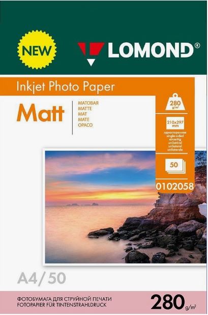 

Фотобумага Lomond 102058 280 г/м2, А4, односторонняя, матовая, 50 л, 102058