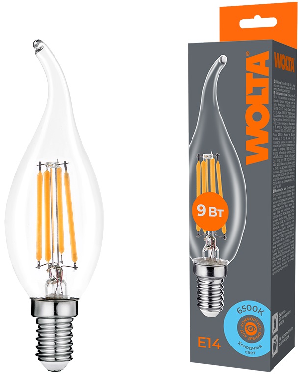 

Лампа светодиодная WOLTA WF-CT35-15W6KE14 FILAMENT 15Вт 6500K Е14, WF-CT35-15W6KE14