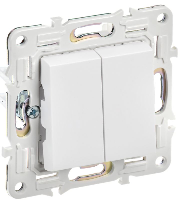 

Переключатель двухклавишный IEK SK-V22-0-10-K01 SKANDY 10А SK-V05W арктический белый, SK-V22-0-10-K01