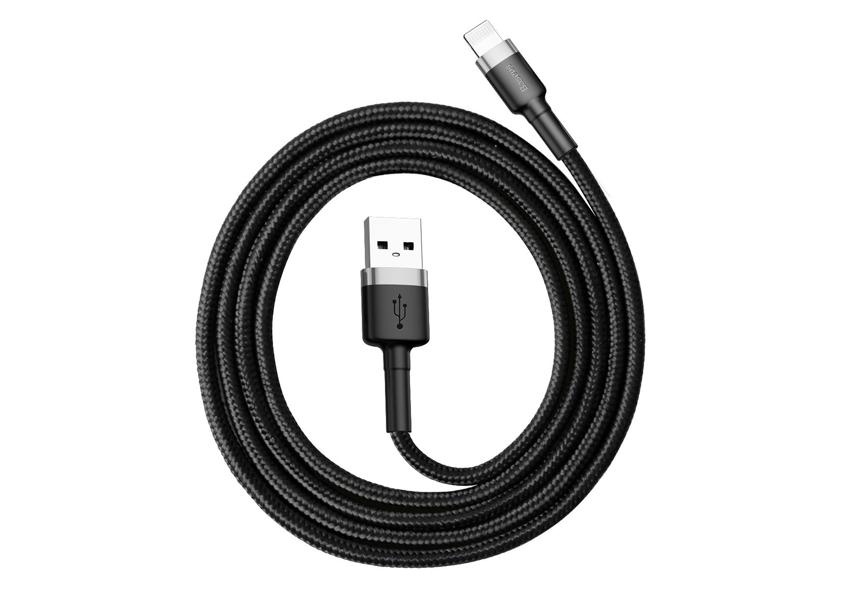 

Кабель интерфейсный Baseus CALKLF-BG1 USB Type A - Lightning 2.4A, нейлоновая оплётка, 1m gray+black, CALKLF-BG1