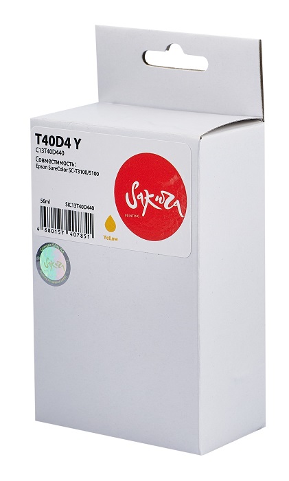 

Картридж струйный Sakura C13T40D440 (T40D4 Y) для Epson SureColor SC-T3100/5100, пигментный тип чернил, желтый, C13T40D440 (T40D4 Y)