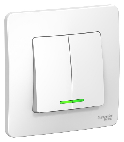 

Выключатель Schneider Electric BLNVS010511 2-клавишный с подсветкой, 10А, 250B (белый) внутр, BLNVS010511