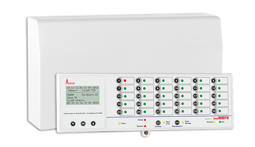 

Прибор Гранд Магистр 24 (версия 3.1) охранно-пожарной сигнализации (с РИП) Комплект: системный блок, выносная клавиатура с большим дисплеем, 24 (версия 3.1)