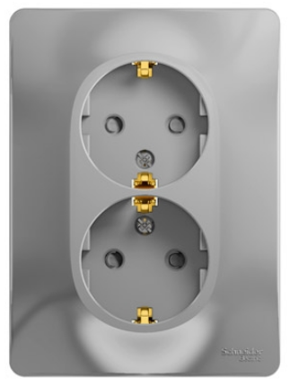 

Розетка Schneider Electric GSL000326 2-я с заземлением со шторками (в сборе с рамкой), GSL000326