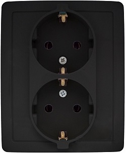 

Розетка Simon 1590451-038 двойная с заземлением 2х2Р+Е, с защитными шторками,винт.зажим,16А, 250В,графит, 1590451-038